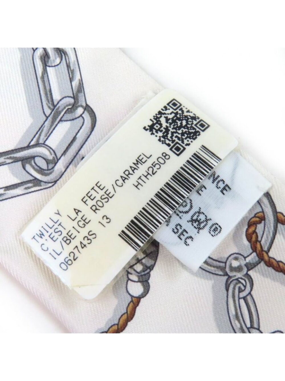 Hermes Twilly Sera Fete Silk Beige Rose Caramel White Scarf Recommended - Picture 7 of 9